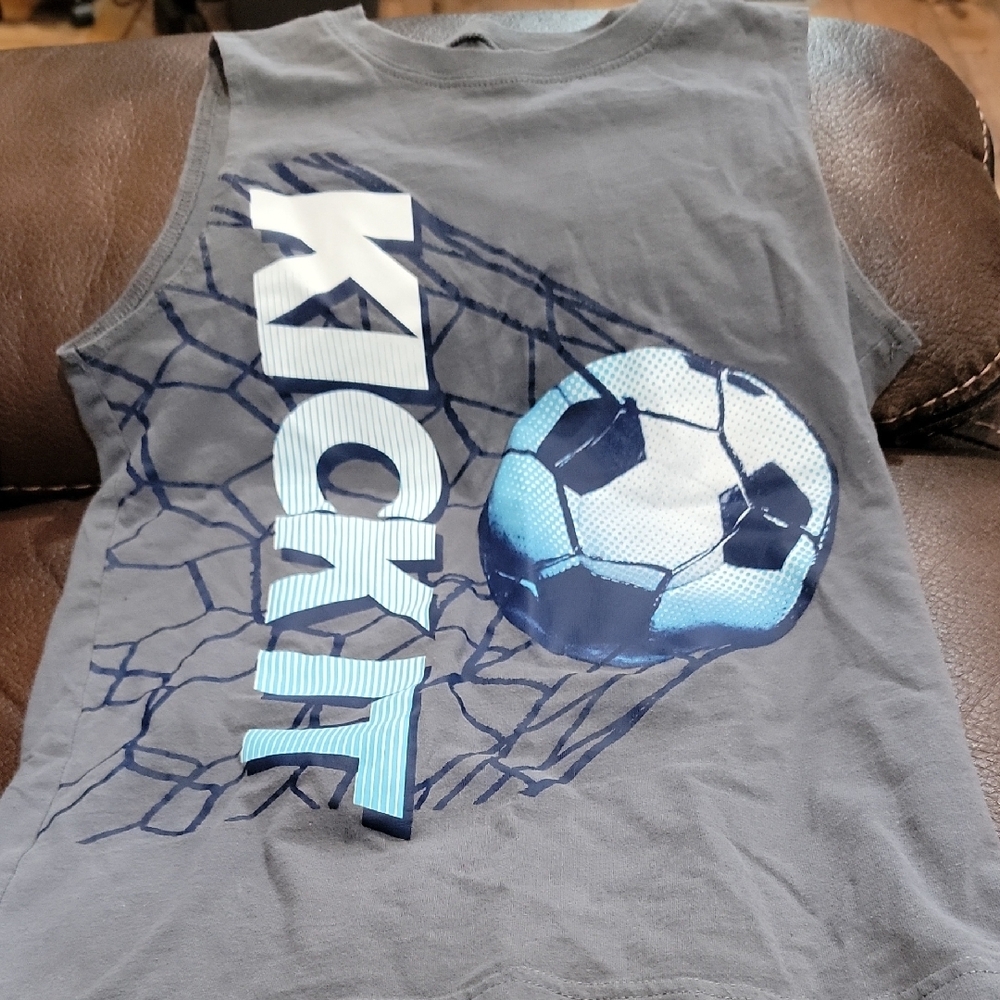 Gray Soccer Graphic Kids Tank Top